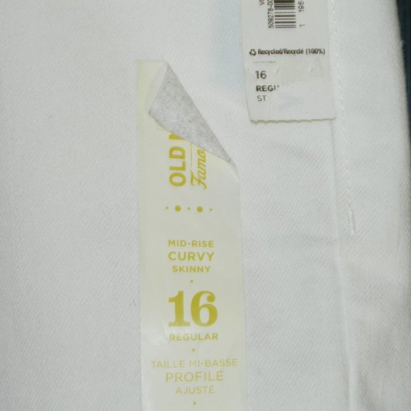 2 for/$30 Old Navy Curvy Mid Rise Straight Leg Bright White Jeans Size 16 - Picture 7 of 10